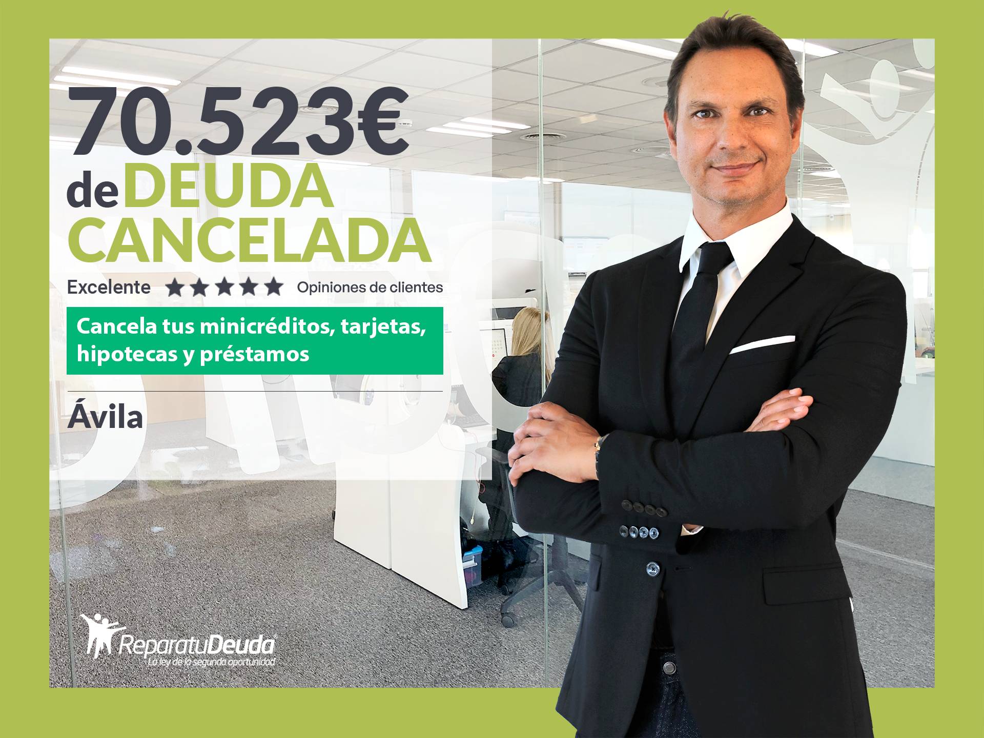 Repara tu Deuda Abogados cancela 70.523 € en Ávila (Castilla y León) con la Ley de Segunda Oportunidad